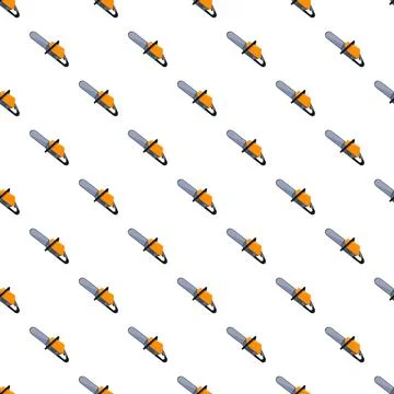 Chainsaw tool repeating pattern on white background Illustrazione stock