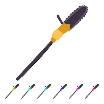 Chainsaw tree trimmer vector cartoon graphic Stock Illustration