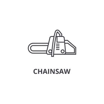 Chainsaw vector line icon, sign, illustration on background, editable strokes Stock Illustration