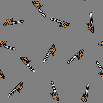 Chainsaw weapon military vector seamless pattern Stock Illustration