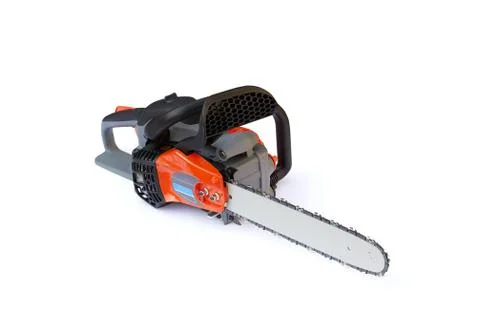 The chainsaw on the white background Stock Photos