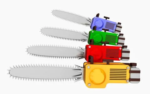 Chainsaws isolated on white background Stock Illustration