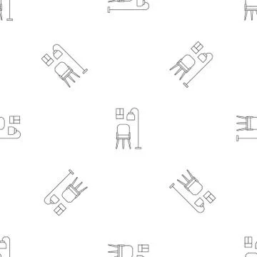 Chair and room lamp pattern seamless vector Stock Illustration