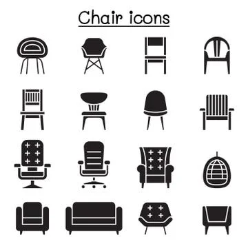 Chair and Sofa of front view icon set vector illustration graphic design Stock Illustration