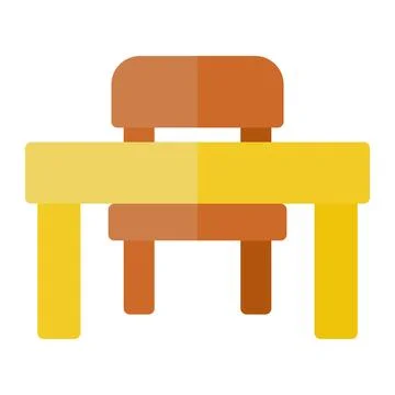 Chair and table icon in Flat Style. Color Fill. Isolated on White Background Stock Illustration