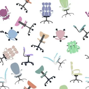 Chair collection and seamless pattern. Stock Illustration