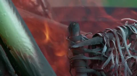 Chair On Fire (Close-Up in Slow Motion) Stock Footage 8950863