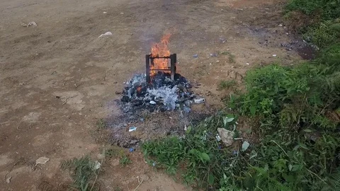 Chair on fire Stock-Footage 78729895