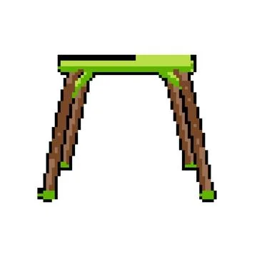 Chair folding table pixel art vector illustration Stock Illustration