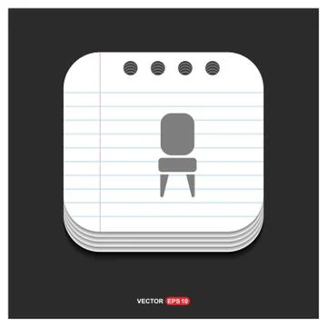 Chair Icon Gray icon on Notepad Style template Vector EPS 10 Free Icon 스톡 일러스트