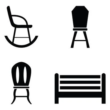Chair icon set Illustrazione stock