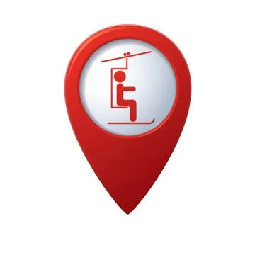 Chair lift red map pointer Stock Illustration