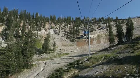 Chair Lift Ski Tram Ride Aerial Mountains 21 Stock Footage