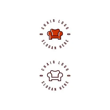 Chair logo vector design mono line Stock Illustration