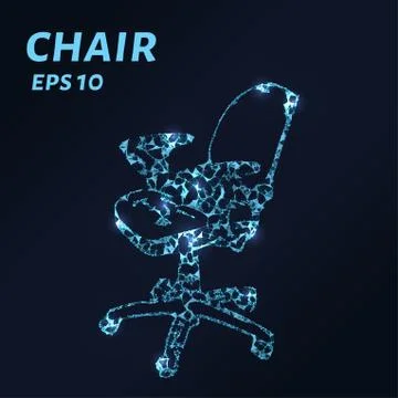 The chair is made of points, lines and triangles. The polygon shape in the .. Stock Illustration