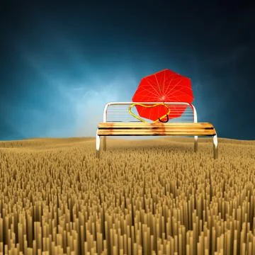 Chair in meadow. Stock Illustration