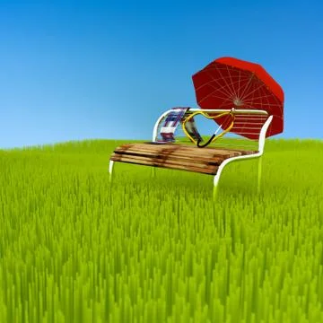 Chair in meadow. Stock Illustration