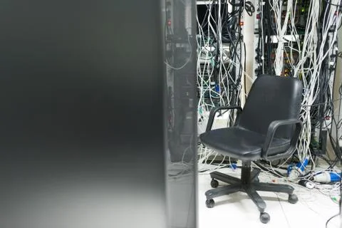 Chair in the server room . Stock Photos
