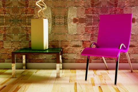 Chair with table and vase Stock-Illustration
