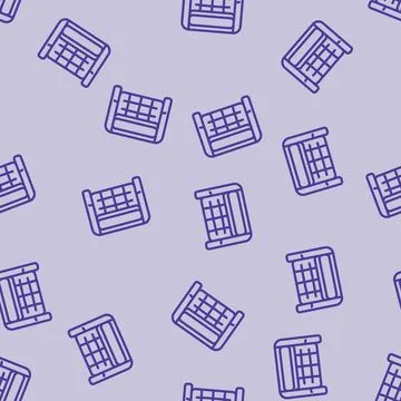 Chair top view line vector seamless pattern Stock Illustration