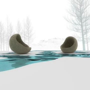 Chair to a tree. Stock Illustration