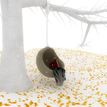 Chair to a tree. Stock Illustration