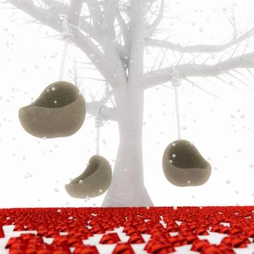 Chair to a tree. Stock Illustration