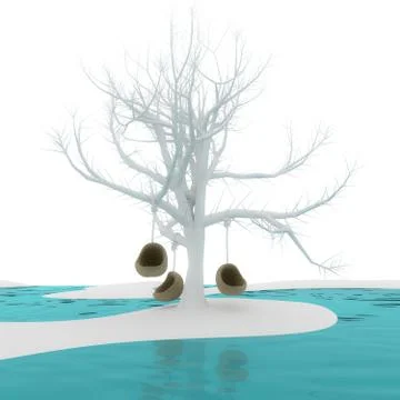 Chair to a tree. Stock Illustration