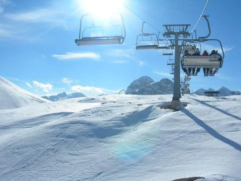Chairlift in the alps Stock Photos