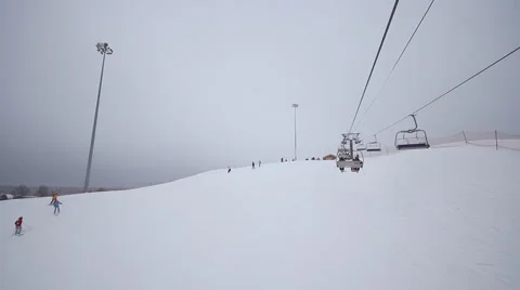 Chairlift in the mountains Stock Footage 1060426