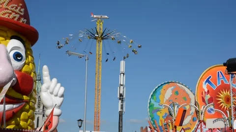 Chairoplane  at Oktoberfest Stock Footage 58646235