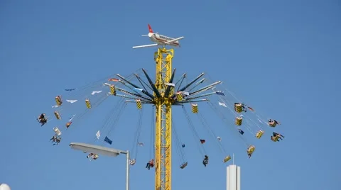Chairoplane wheel at Oktoberfest in Munich Stock Footage 59042747