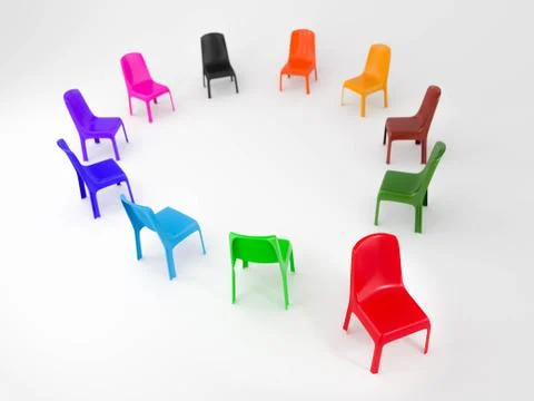 Chairs arranged in a circular shape,3DCG,3D rendering. Stock Photos