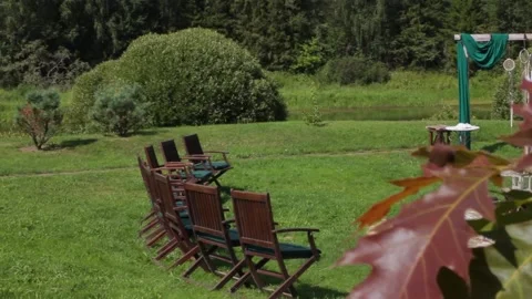 Chairs in the backyard Stock Footage 159897815