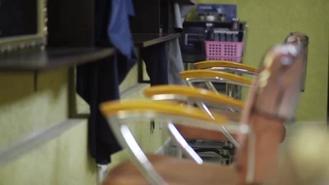 Chairs for the barber shop Stock Footage 159881452