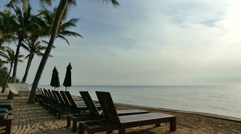 Chairs on the beach Video stock 65203970