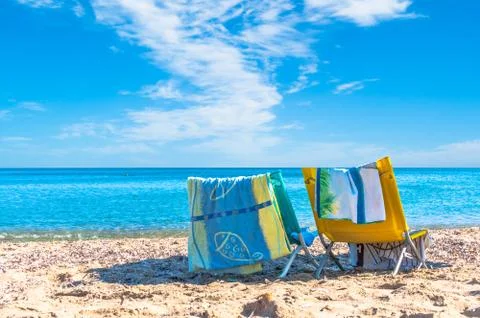 Chairs on the beach Stock Photos