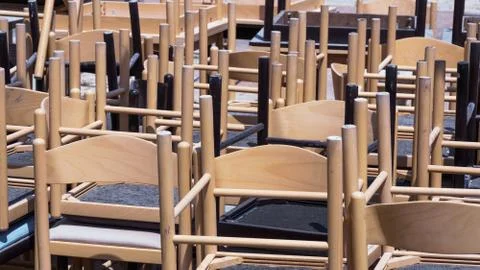 Chairs from the cafe Stock Photos