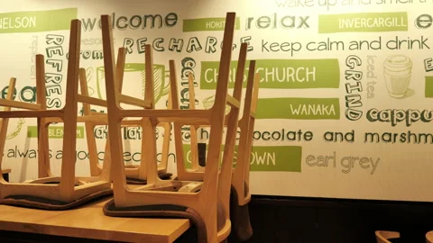 Chairs On Cafe Tables Establishment Shutdown Stock Footage 170905150