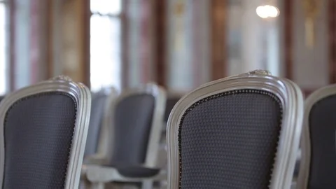 Chairs in the castle before the ceremony Stock Footage 95342261