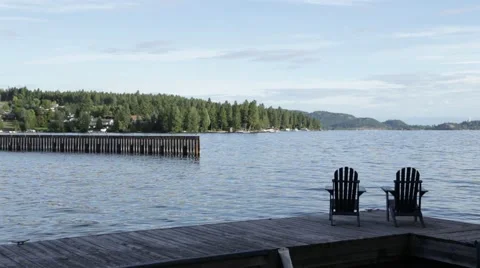 Chairs on a dock in the morning Video stock 41454853