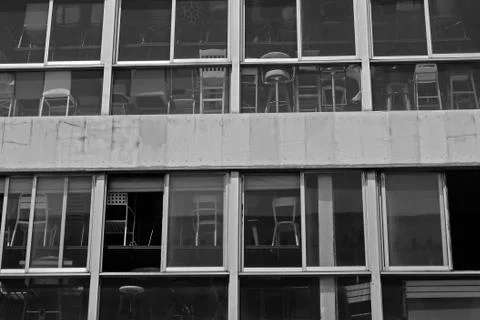 Chairs dusty windows Foto stock