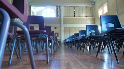 Chairs in empty Hall (moving) Stock Footage
