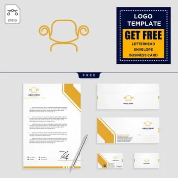 Chairs interior logo template and stationery design Stock Illustration