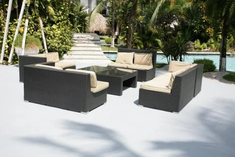 Chairs outdoor with table Stock Photos
