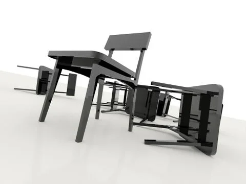 Chairs overturned isolated on white Stock Illustration