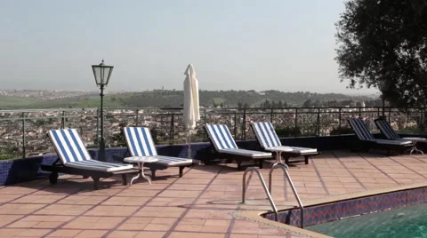 Chairs by the pool Stock Footage 55861433