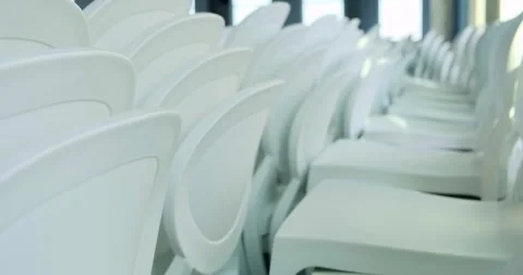 Chairs / seats near the corner of the empty classroom / office - 4K Stock-Footage 242798531