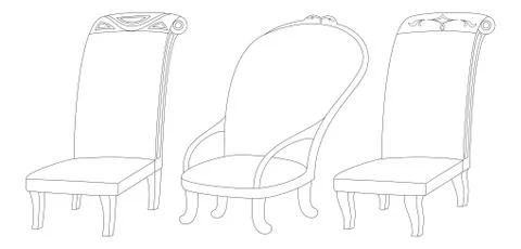 Chairs set, contour Stock Illustration