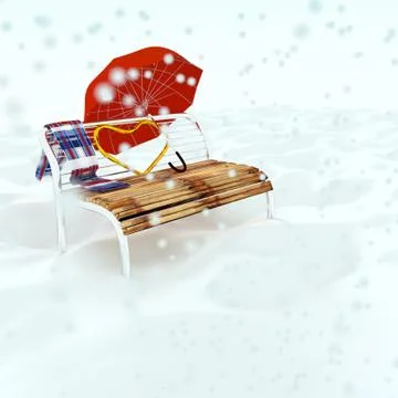 Chairs in snow. Stock Illustration
